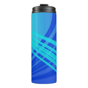 Blue and Teal Abstract Lines Thermal Tumbler