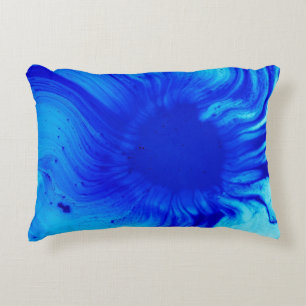 Blue and teal abstract painting decorative cushion