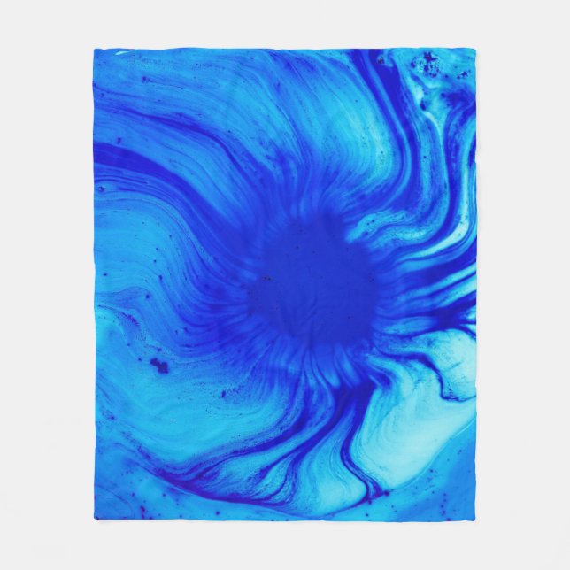 Blue and teal abstract painting fleece blanket (Front)