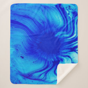 Blue and teal abstract painting sherpa blanket