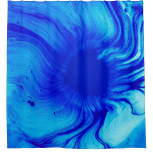 Blue and teal abstract painting shower curtain