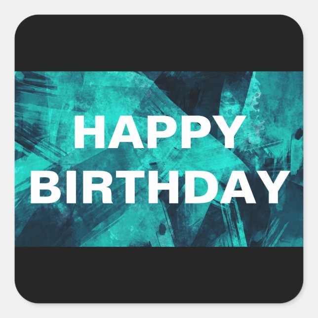 Blue and Teal Bright Abstract Pattern Square Sticker (Front)