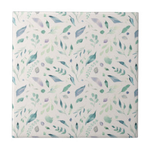 Blue and Teal Leave Custom Background Ceramic Tile