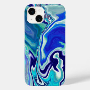 Blue and Teal Marble Waves Case-Mate iPhone 14 Case