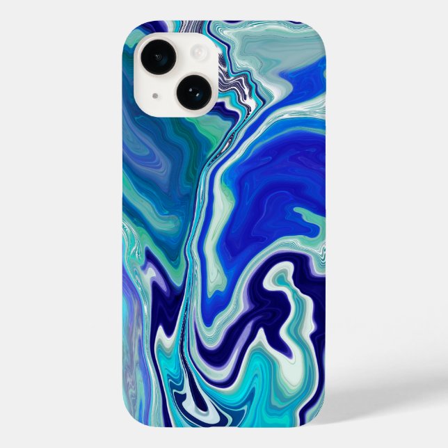 Blue and Teal Marble Waves Case-Mate iPhone Case (Back)