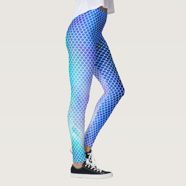 Blue and Teal Mermaid Watercolor Leggings (Right)