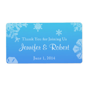 Blue and Teal Snowflake Posh Water Bottle Label