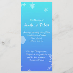 Blue and Teal Snowflake Posh Wedding Program Programme