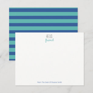 Blue And Teal Striped Notecards - Set of 10