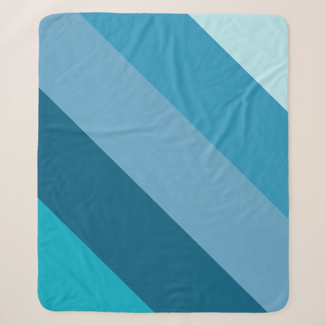 Blue And Teal Stripes Sherpa Blanket (Front)