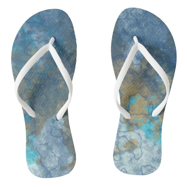 Blue and Turquoise Abstract Jandals (Footbed)
