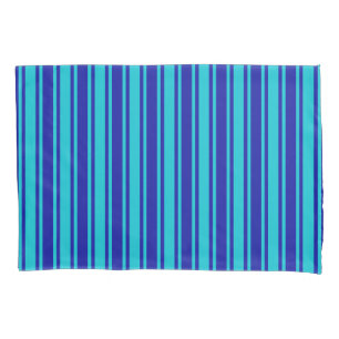 Blue and turquoise candy stripes pillowcase