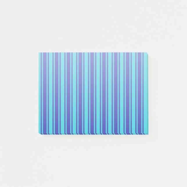 Blue and turquoise candy stripes post-it notes (Front)