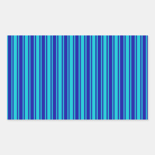 Blue and turquoise candy stripes rectangular sticker