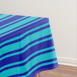 Blue and turquoise candy stripes tablecloth