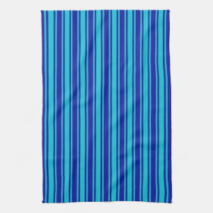 Blue and turquoise candy stripes tea towel