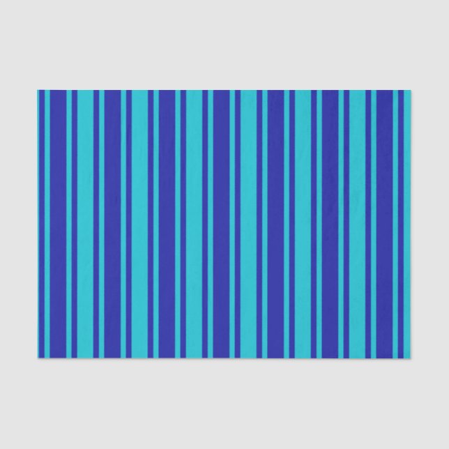 Blue and turquoise candy stripes tissue paper (Front)