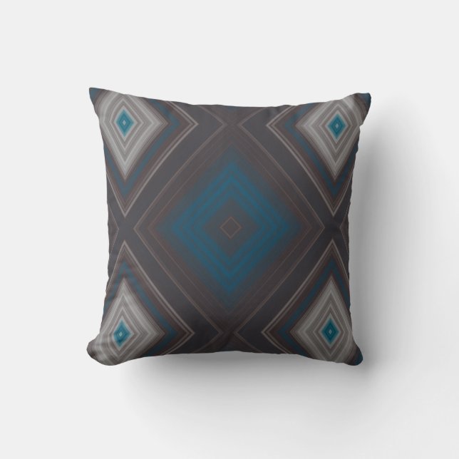 Blue and Turquoise Diamond pattern Cushion (Front)