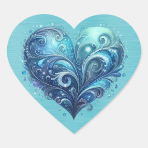 Blue and Turquoise Fancy Valentine Heart Sticker