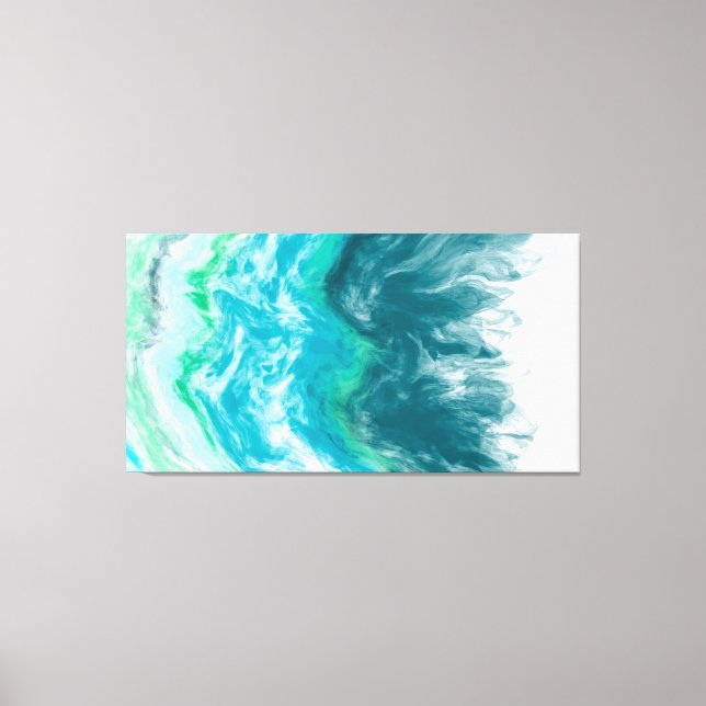 Blue and Turquoise Ocean Waves Digital Art Canvas Print (Front)