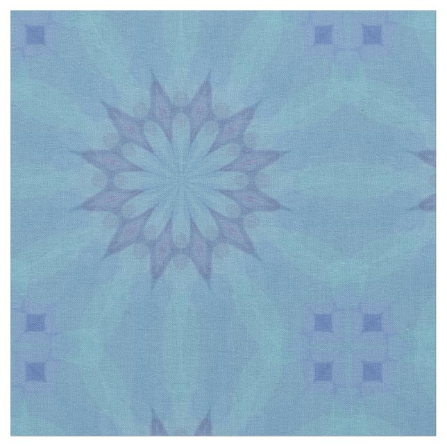 Blue and Turquoise Pattern 3 Fabric (Close Up)