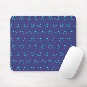 Blue and Turquoise Smile Pattern Mouse Pad