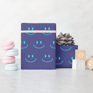 Blue and Turquoise Smile Pattern Wrapping Paper