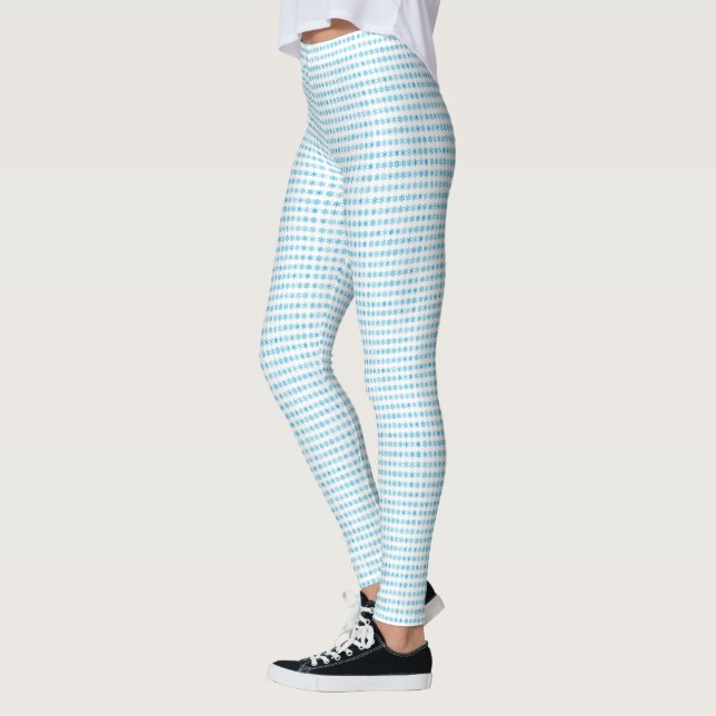 Blue and Turquoise Snowflakes Leggings (Left)