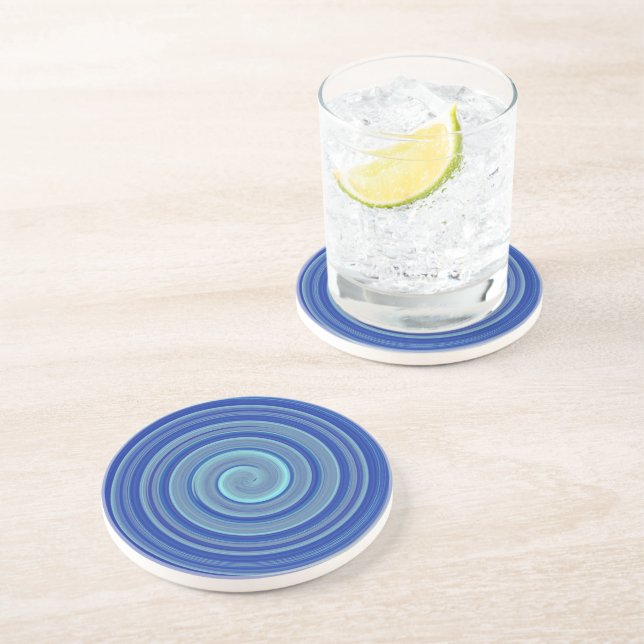 Blue and turquoise spiral coaster (Side)