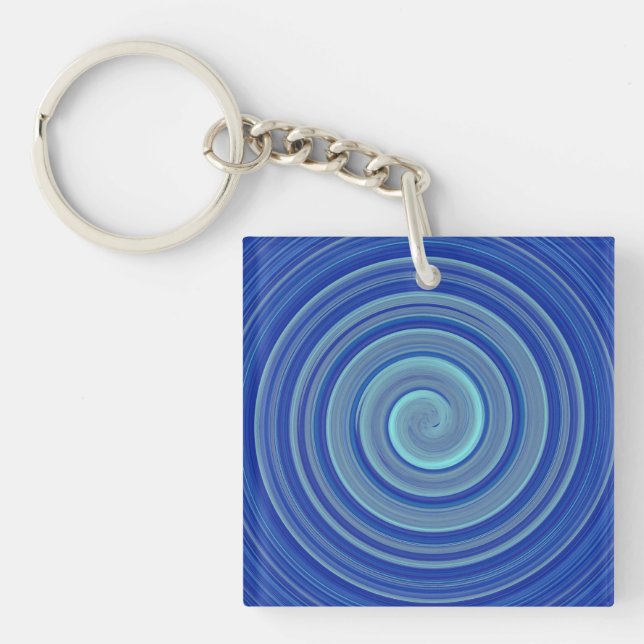 Blue and turquoise spiral key ring (Front)