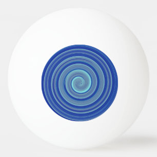 Blue and turquoise spiral ping pong ball