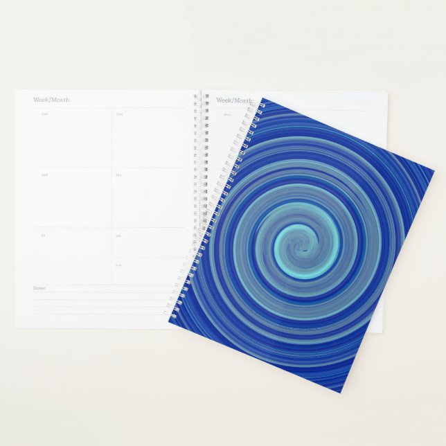 Blue and turquoise spiral planner (Display)