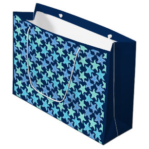 Blue and Turquoise Starfish Large Gift Bag