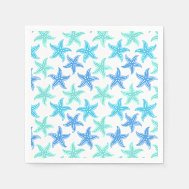 Blue and Turquoise Starfish Napkin (Front)