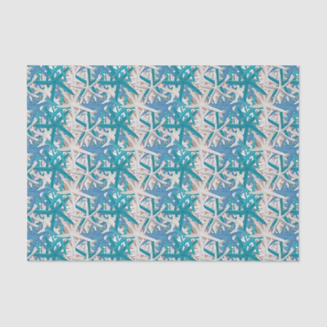 Blue and Turquoise Starfish Tissue Paper (Front)
