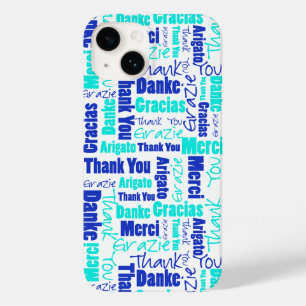Blue and Turquoise Thank You Word Cloud Case-Mate iPhone 14 Case