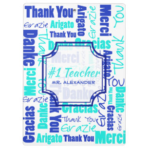 Blue and Turquoise "Thank You" Word Cloud Template Clipboard