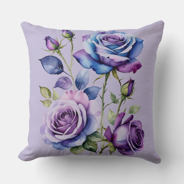 Blue and violet Roses (purple) Cushion (Front)