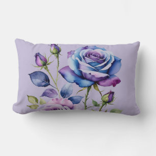 Blue and violet Roses (purple) Lumbar Cushion