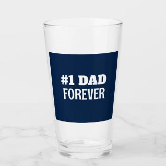 Blue and White #1 Dad Forever Father's Day Gift Glass