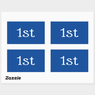 Blue and White 1st First Place Winner Award Rectangular Sticker