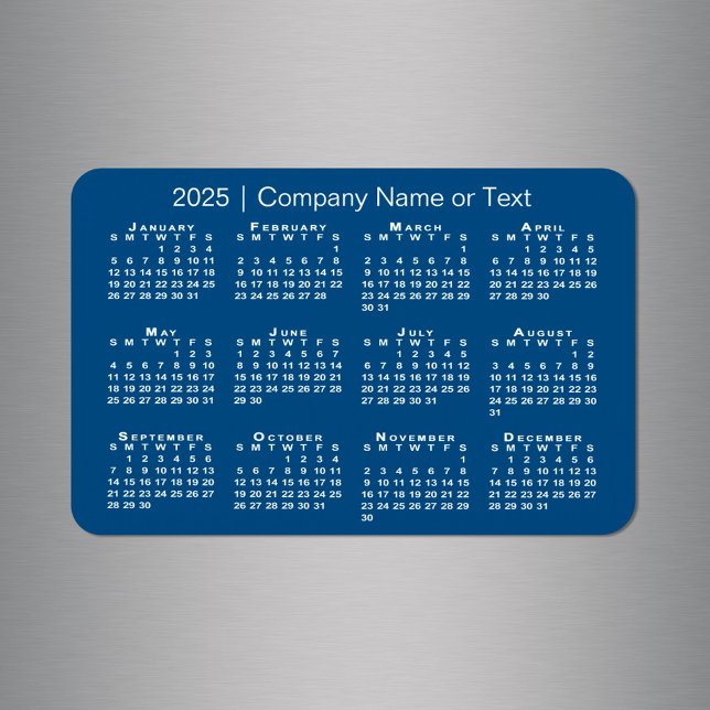 Blue and White 2025 Calendar with Custom Text Magnet (Blue and White 2025 Calendar with Custom Text Magnet in situ)