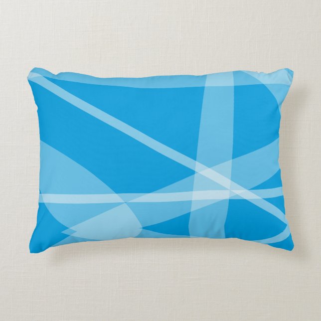 Blue And White Abstract Accent Pillow (Front)
