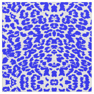 Blue and White Abstract Animal Print Spots Fabric