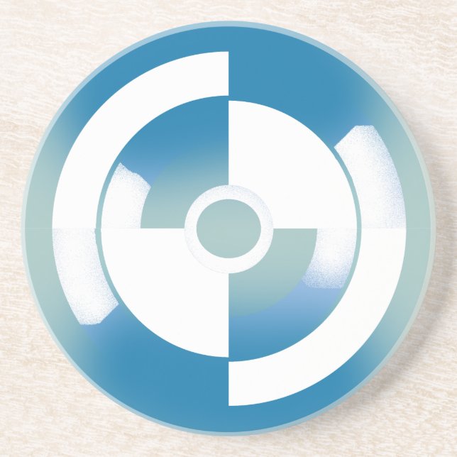 Blue and White abstract Coaster (Front)