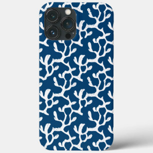 Blue And White Abstract Coral Repeating Pattern iPhone 13 Pro Max Case