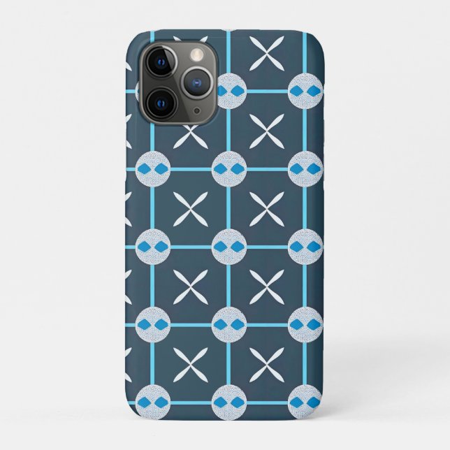 Blue and White Abstract Geometric Pattern Case-Mate iPhone Case (Back)
