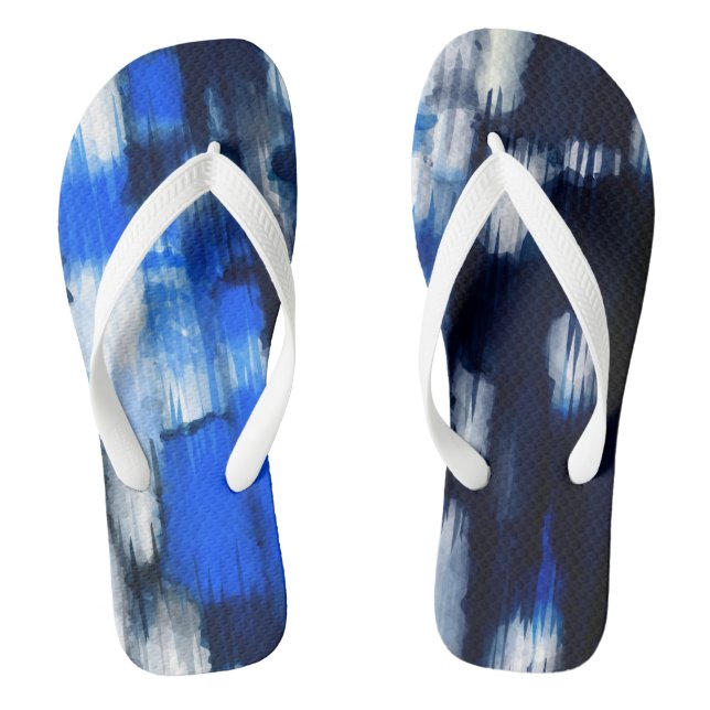 Blue and White abstract Jandals (Footbed)