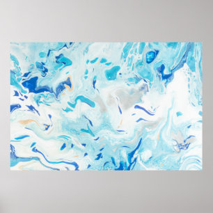 BLUE AND WHITE ABSTRACT PAINTING 3 POSTER
