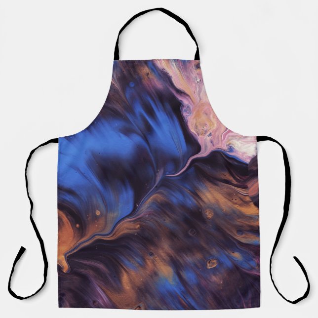 BLUE AND WHITE ABSTRACT PAINTING APRON (Front)